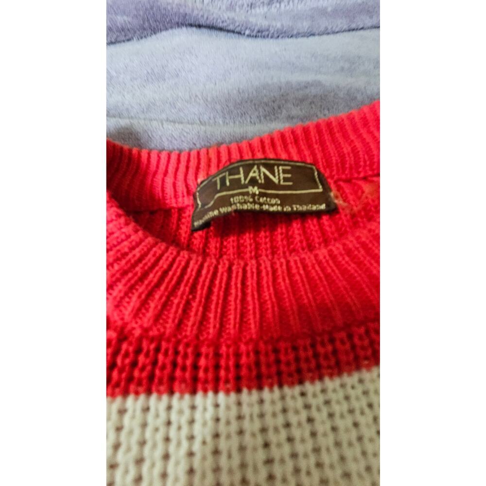 Vintage Thane 100% cotton Sweater, Men's size Medium, red,tan,white,gold,black - Picture 2 of 6
